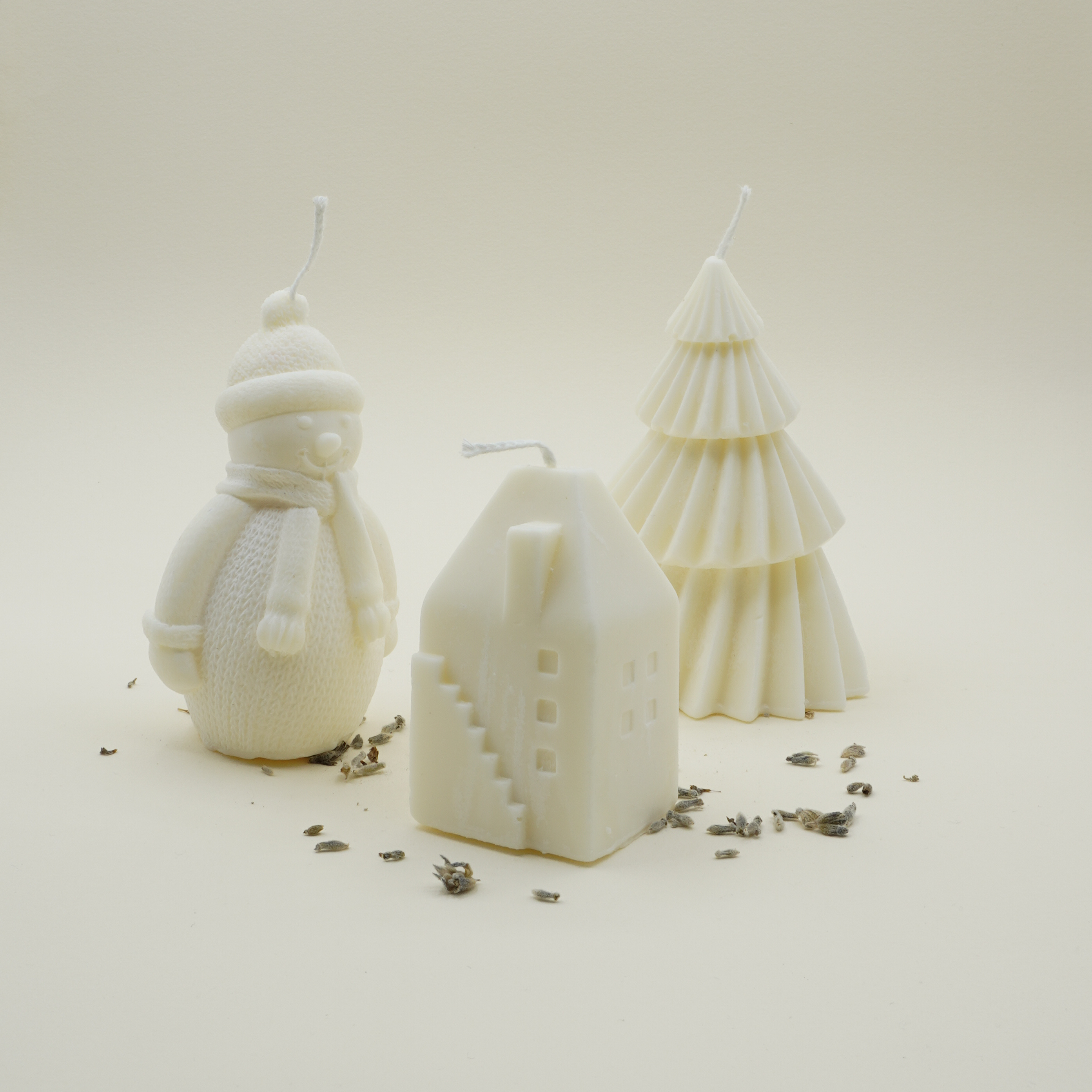 Pack Velas Árbol, Casita y Muñeco de Navidad